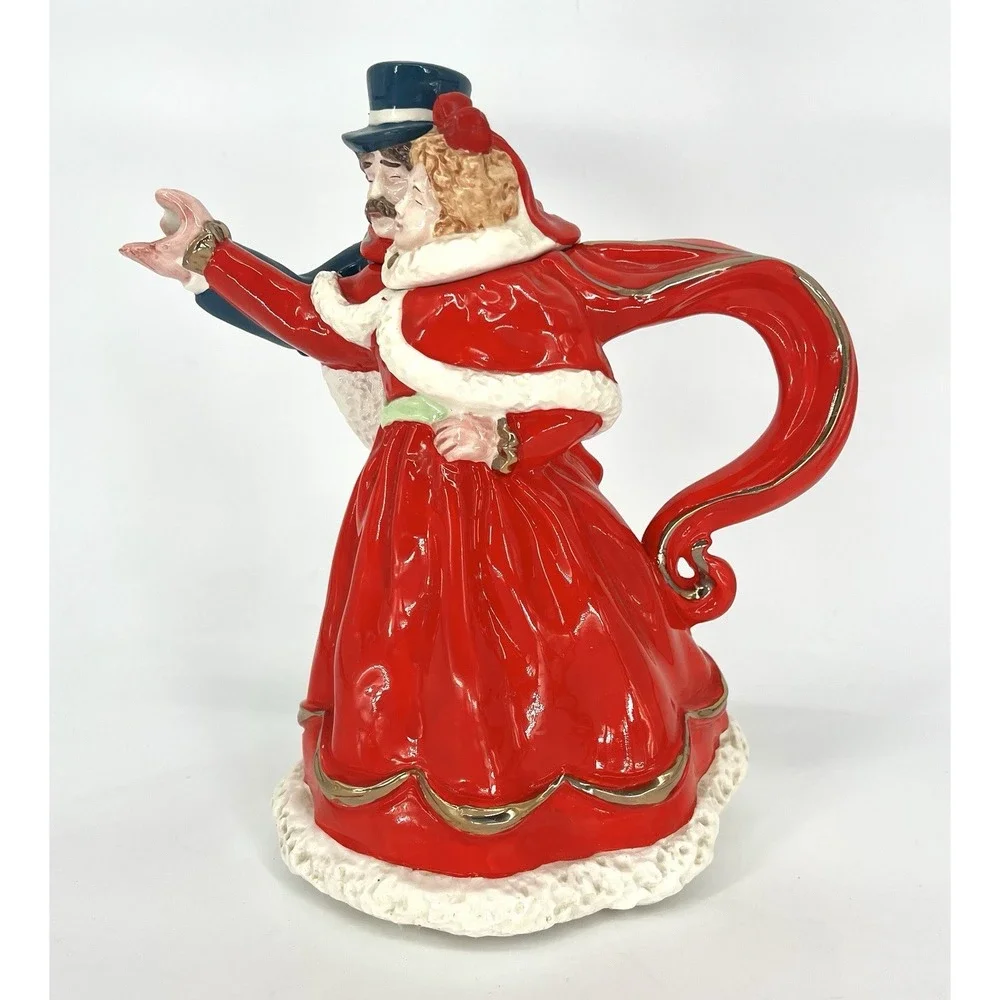 Silvestri Victorian Skater #20516 Skating Couple 6-cup Teapot Vintage 1991